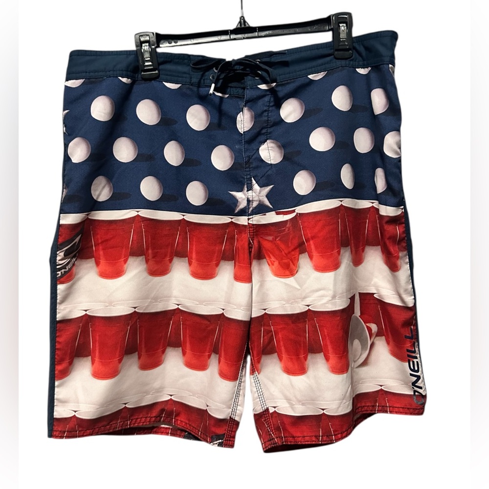 O'Neill Men's Patriotic Beer Pong Swim Board Shorts